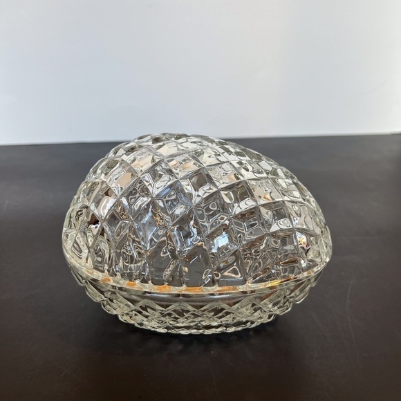 Vintage Clear Diamond Point Block Glass Egg - Picture 10 of 10